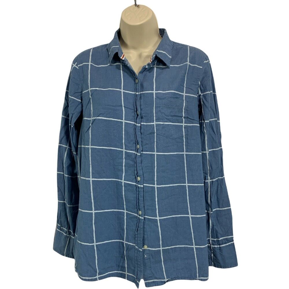 Le Tigre Button Up Shirt Womens Size Medium Long Sleeve Blue Collared Cotton